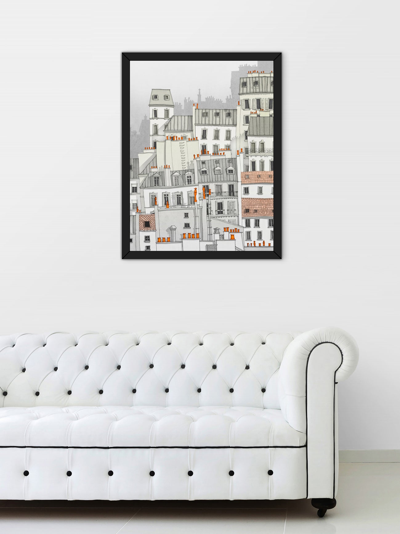 Paris Montmartre (white) - Framed Art Print
