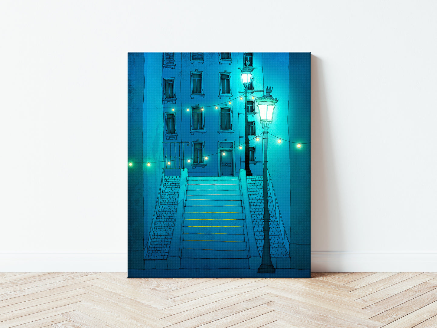 Night walking (blue) - Canvas Art Print