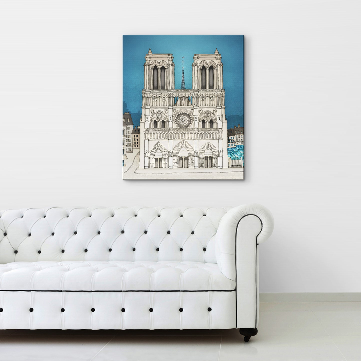 The Notre Dame in Paris (blue) - Canvas Art Print