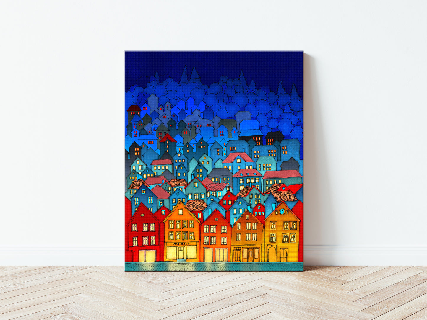 Norway, Bergen (blue) - Canvas Art Print