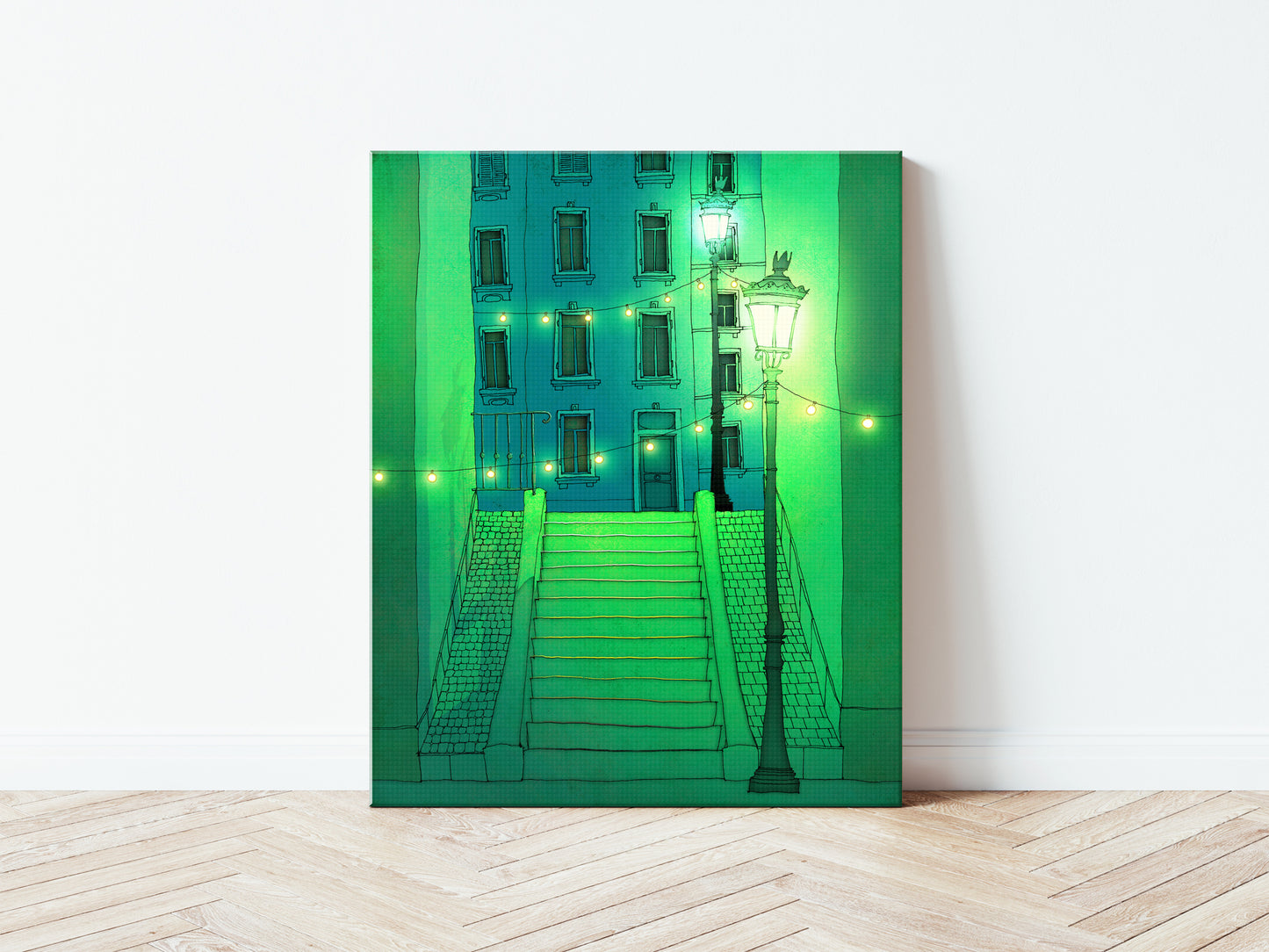 Night walking (green) - Canvas Art Print