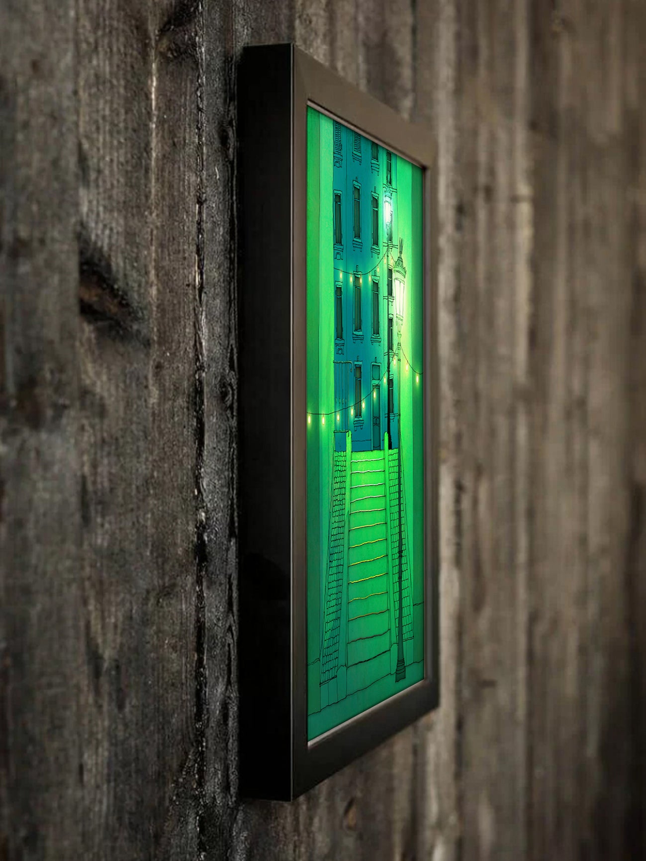 Night walking (green) - Framed Art Print