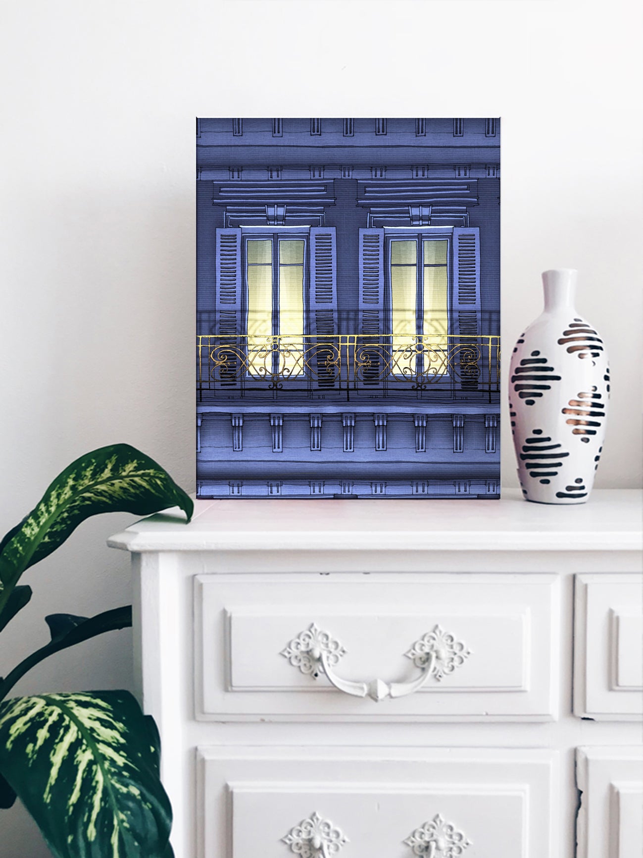 Paris balcony (night) - Canvas Art Print