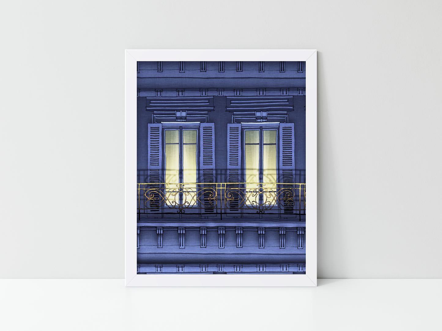 Paris balcony (night) - Framed Art Print