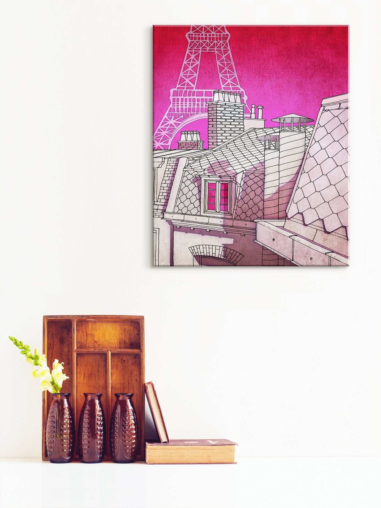 Paris rooftops (pink) - Canvas Art Print