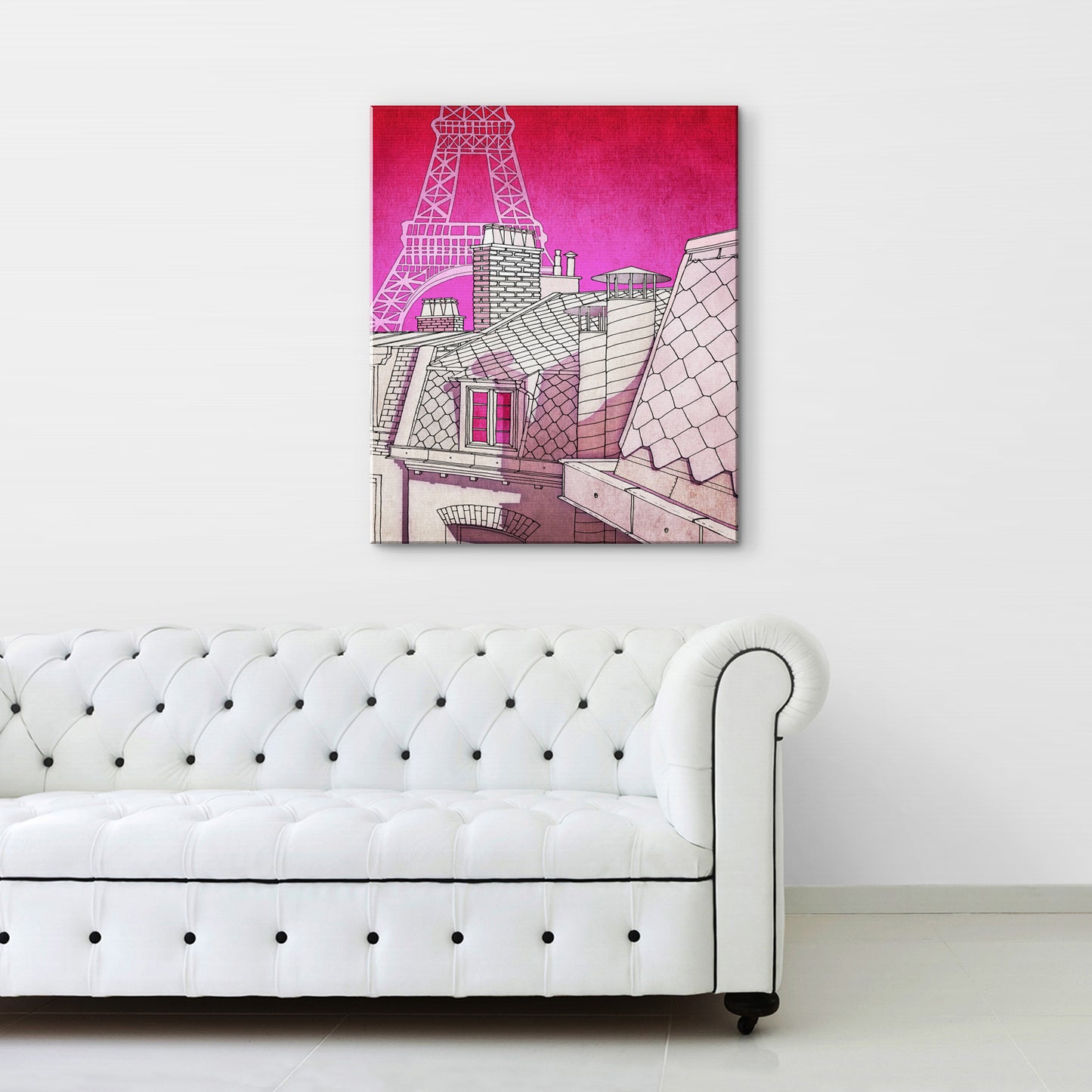 Paris rooftops (pink) - Canvas Art Print