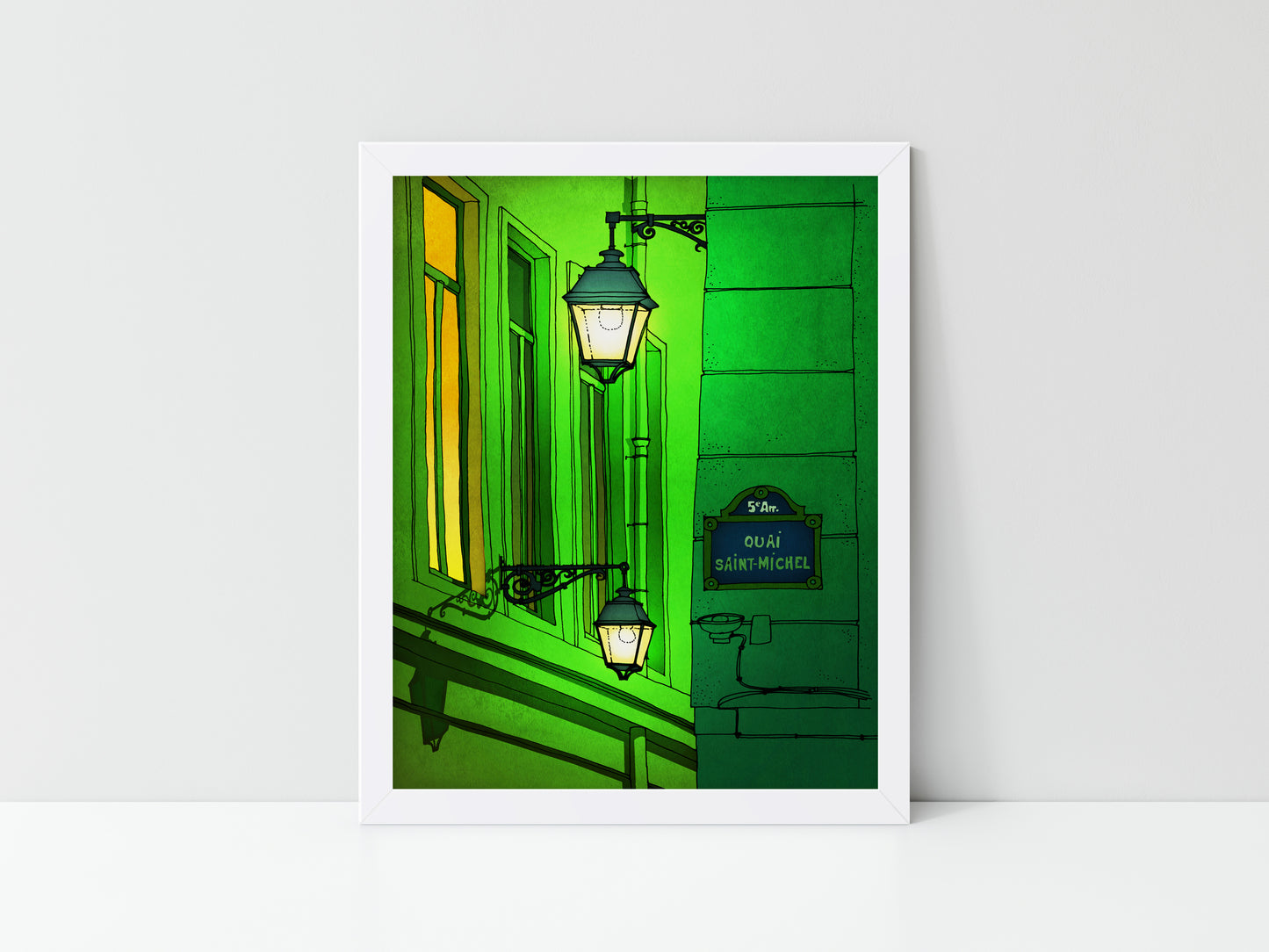 Quai St Michel (green) - Framed Art Print