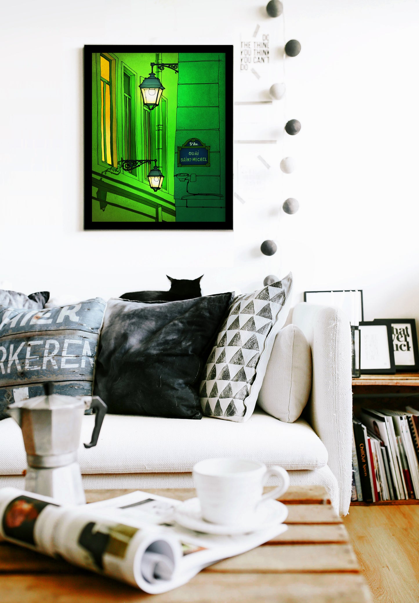 Quai St Michel (green) - Framed Art Print