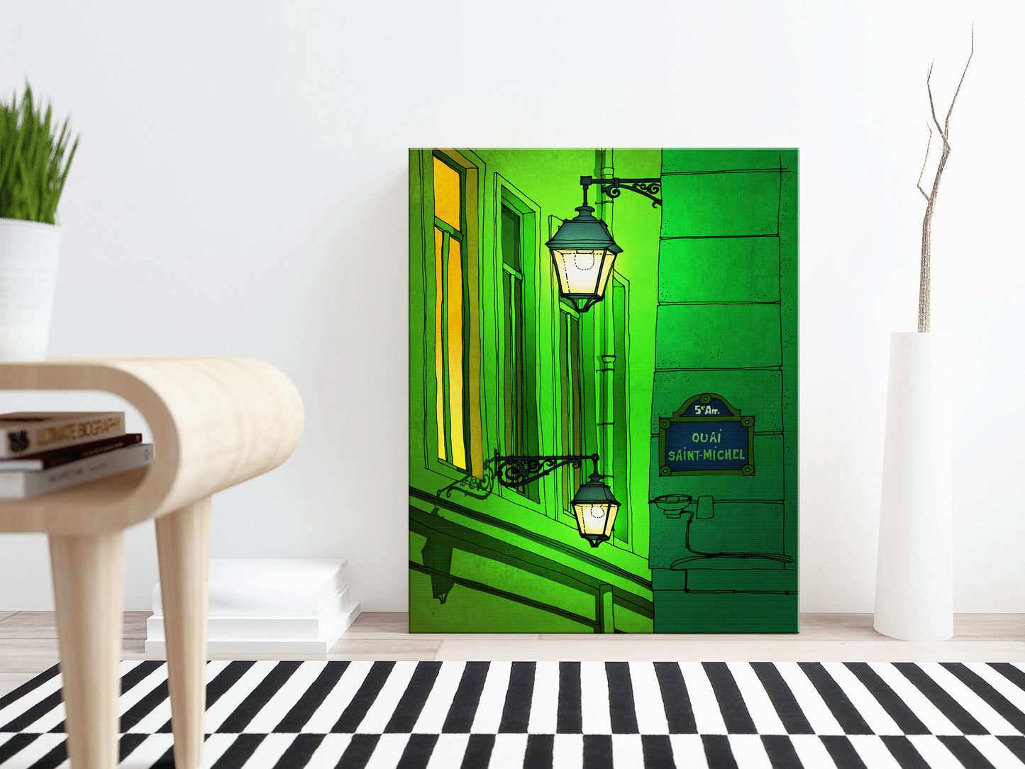 Quai St Michel (green) - Canvas Art Print