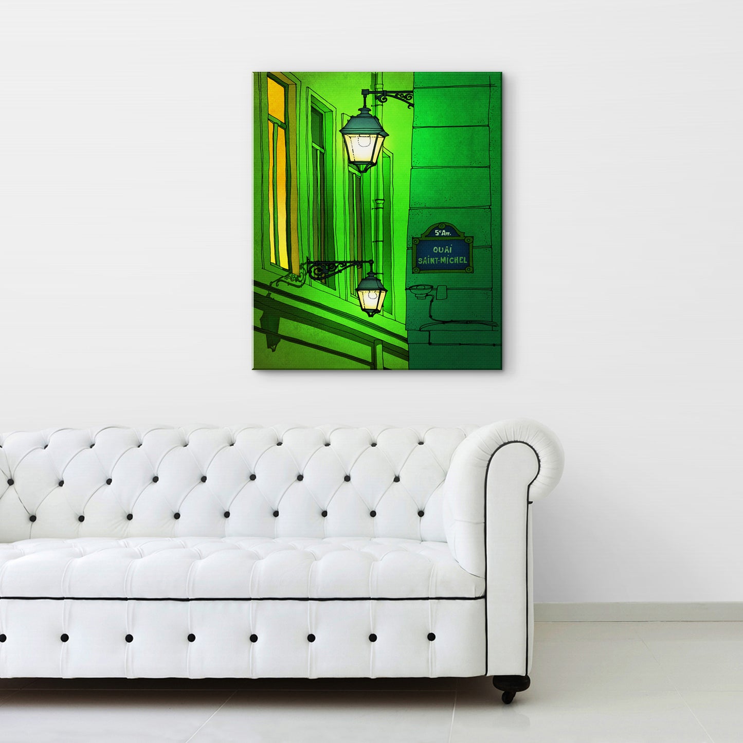 Quai St Michel (green) - Canvas Art Print