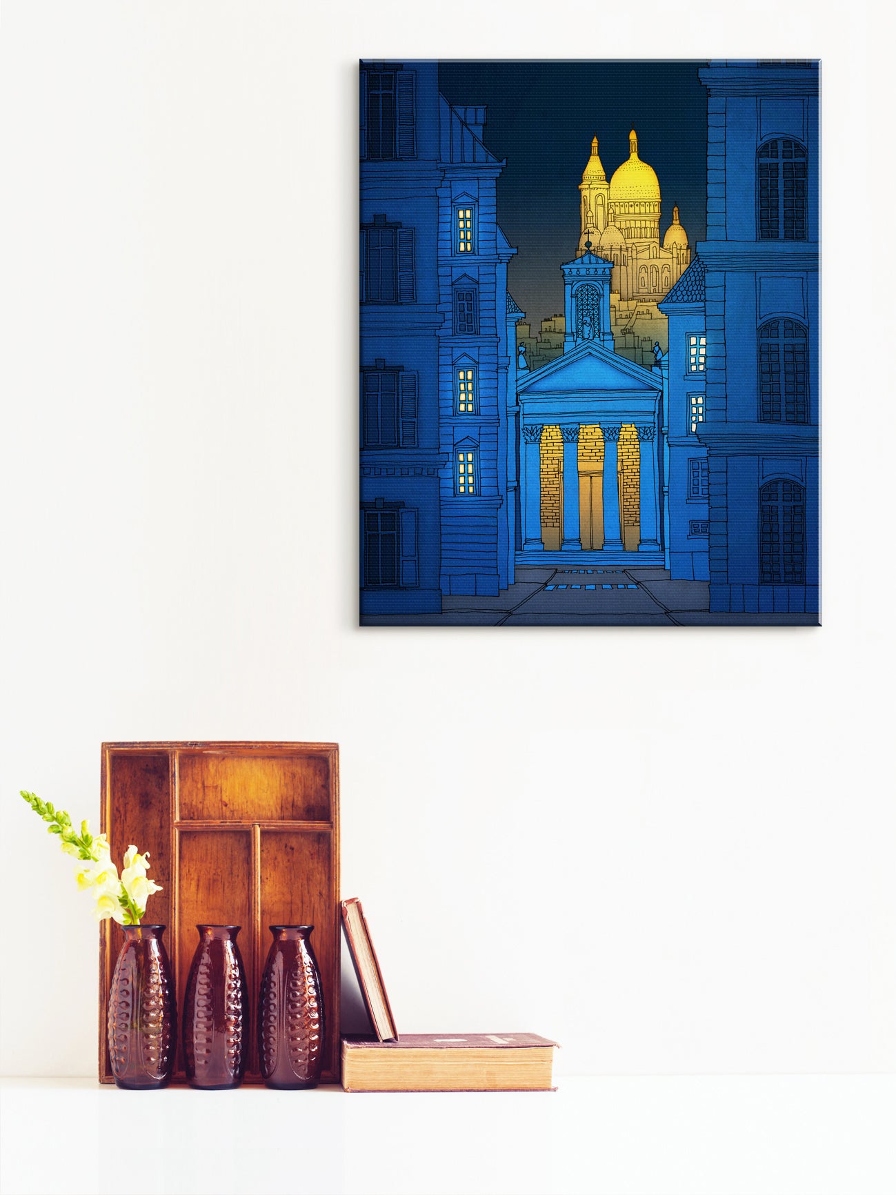 Sacre Coeur (night, blue version) - Canvas Art Print