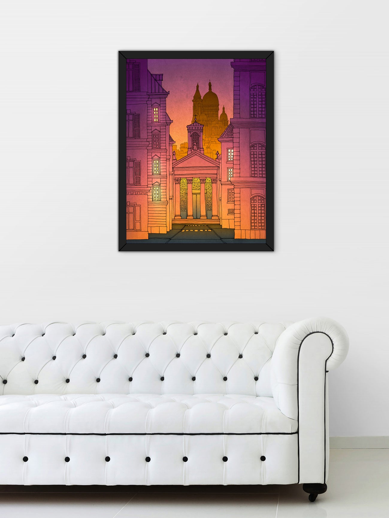 Sacre Coeur (night, purple version) - Framed Art Print