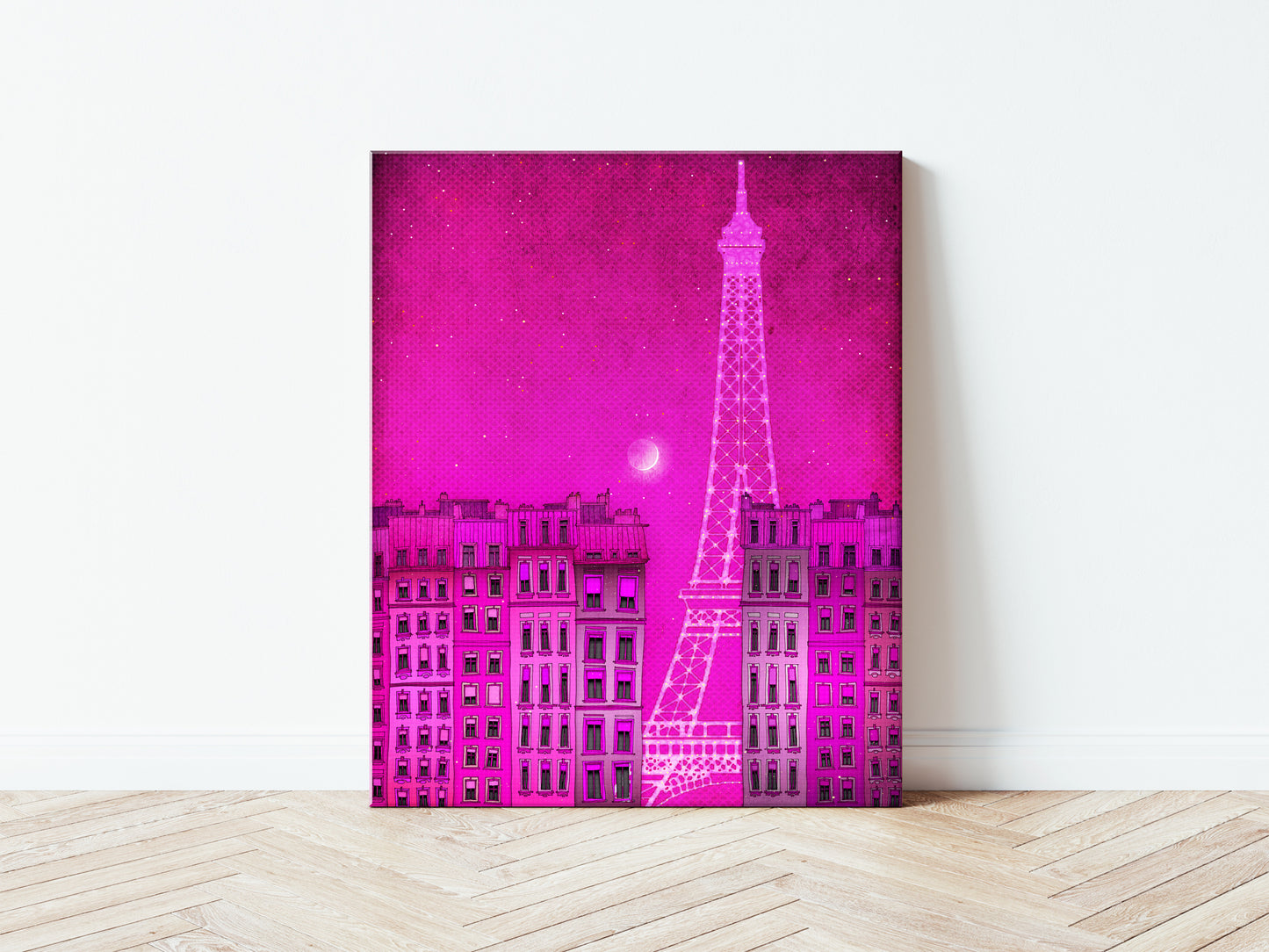 The Eiffel tower in Paris (pink) - Canvas Art Print