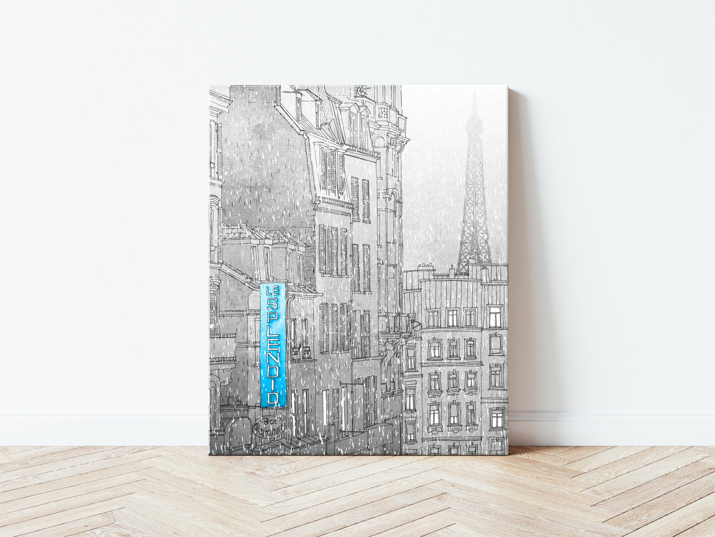 Paris in Winter (blue) - Canvas Art Print