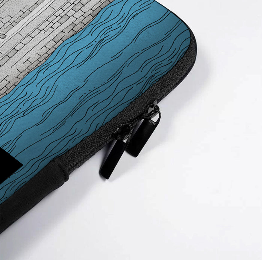 Walk along the Seine (blue) - Illustrated Laptop Sleeve