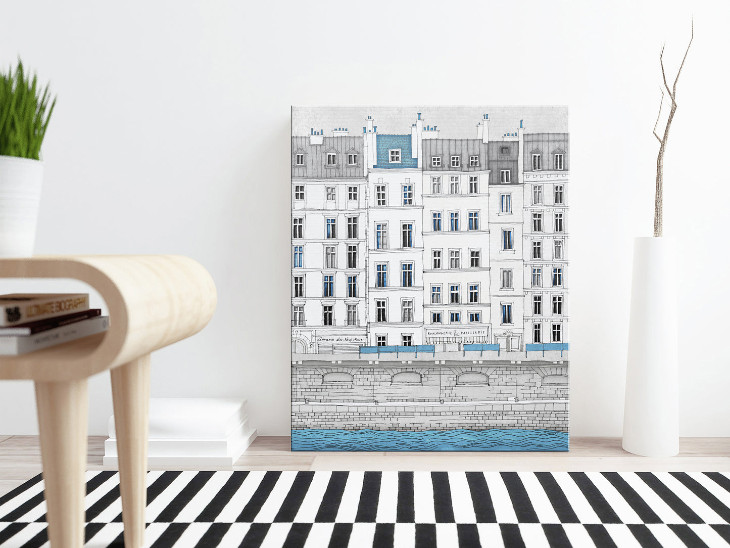 Walk along the Seine (blue) - Canvas Art Print