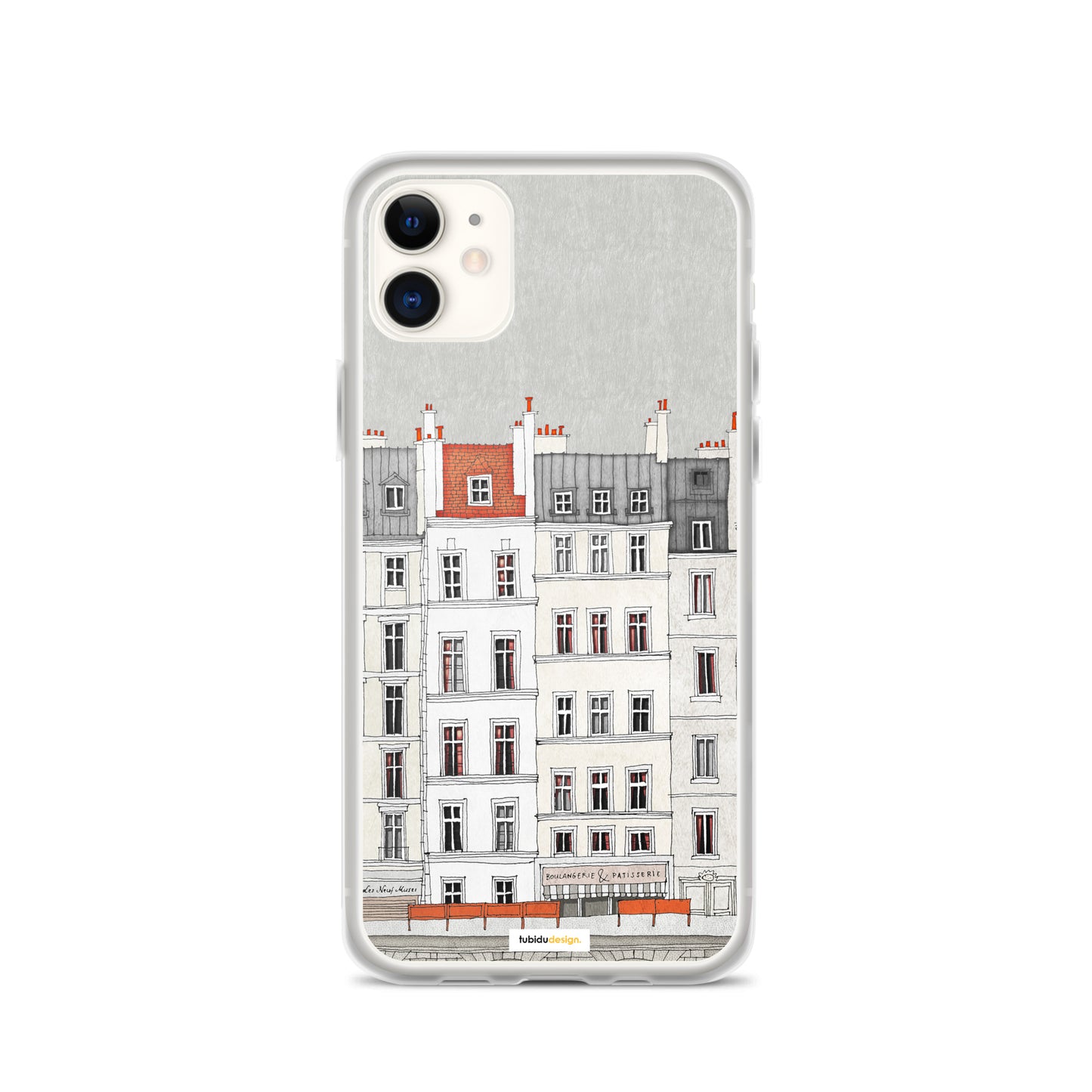 Walk along the Seine (red) - Illustrated iPhone Case