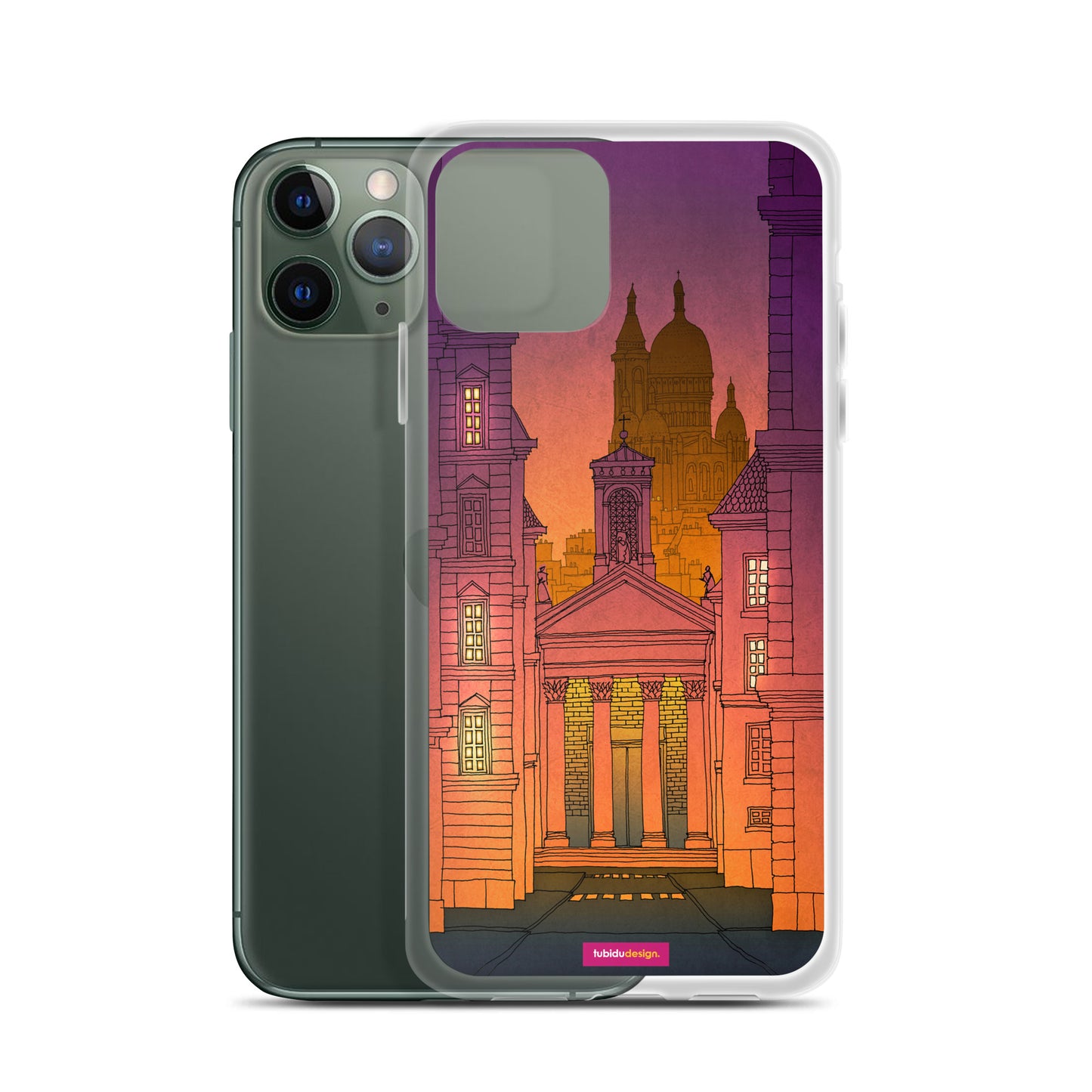 Sacre Coeur (night, purple version) - Illustrated iPhone Case