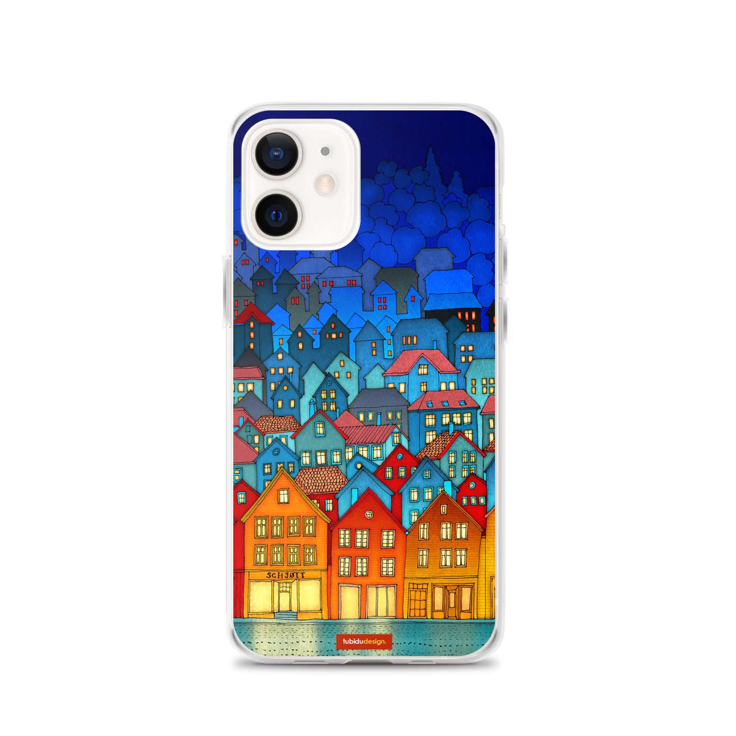 Norway, Bergen (blue) - Illustrated iPhone Case