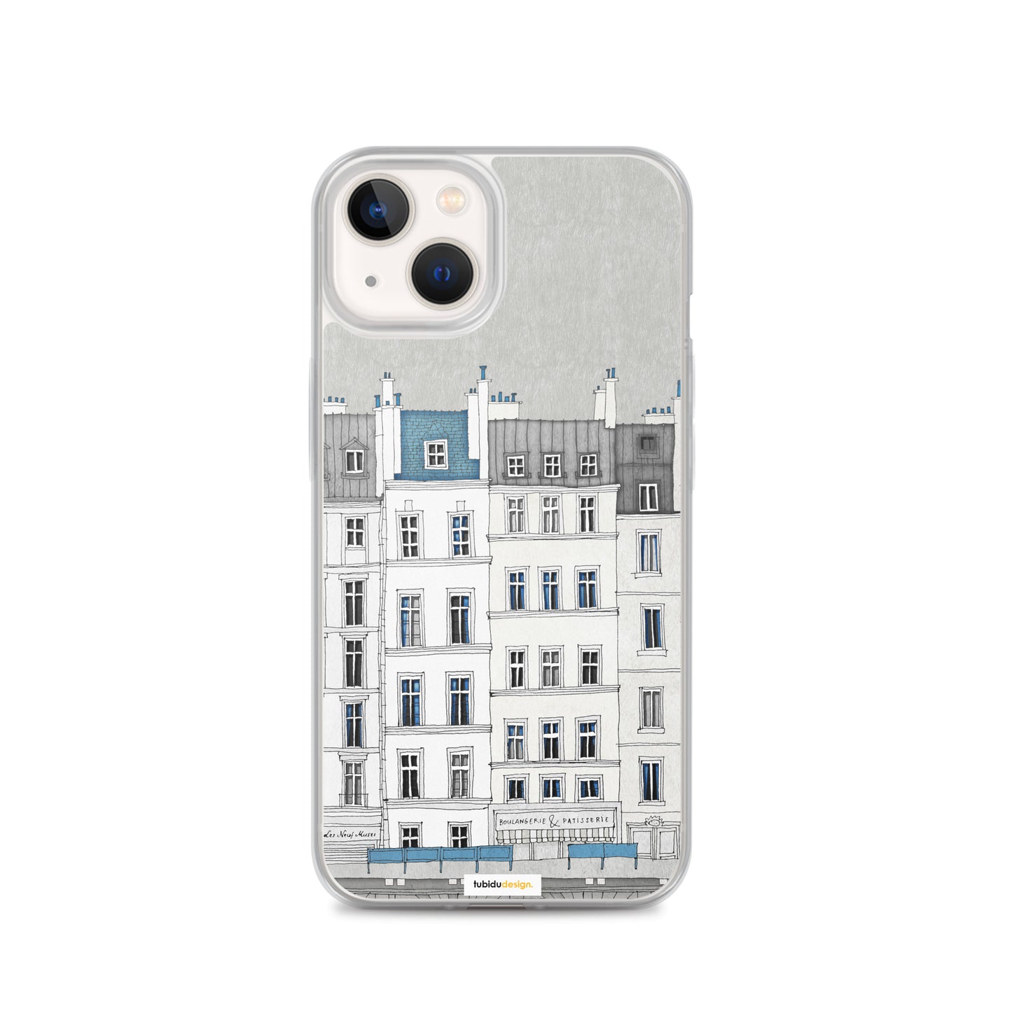 Walk along the Seine (blue) - Illustrated iPhone Case