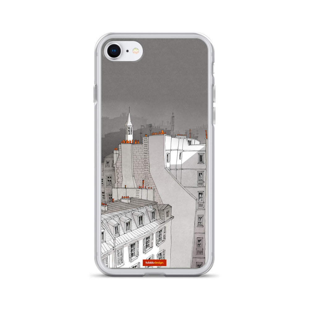 In an old house in Paris (black and white) - Illustrated iPhone Case