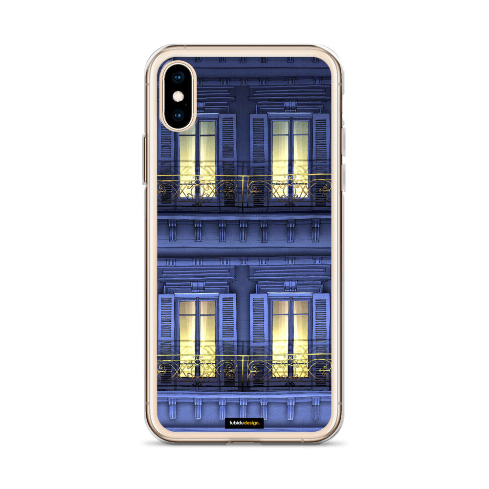 Paris balcony (night) - Illustrated iPhone Case