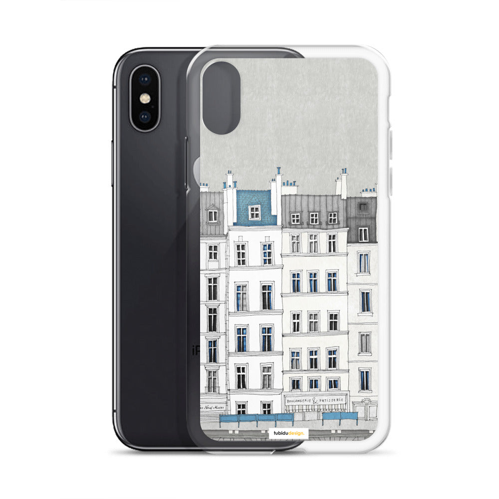 Walk along the Seine (blue) - Illustrated iPhone Case