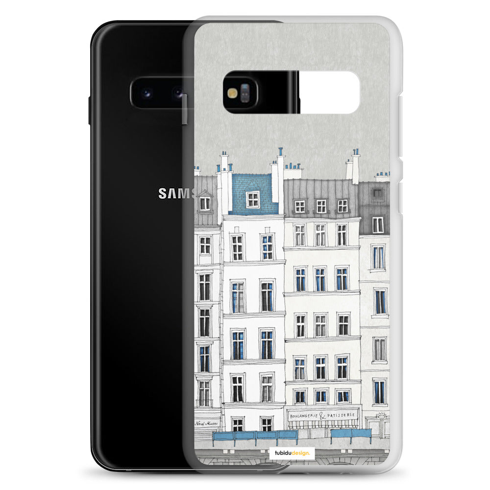 Walk along the Seine (blue) - Illustrated Samsung Phone Case