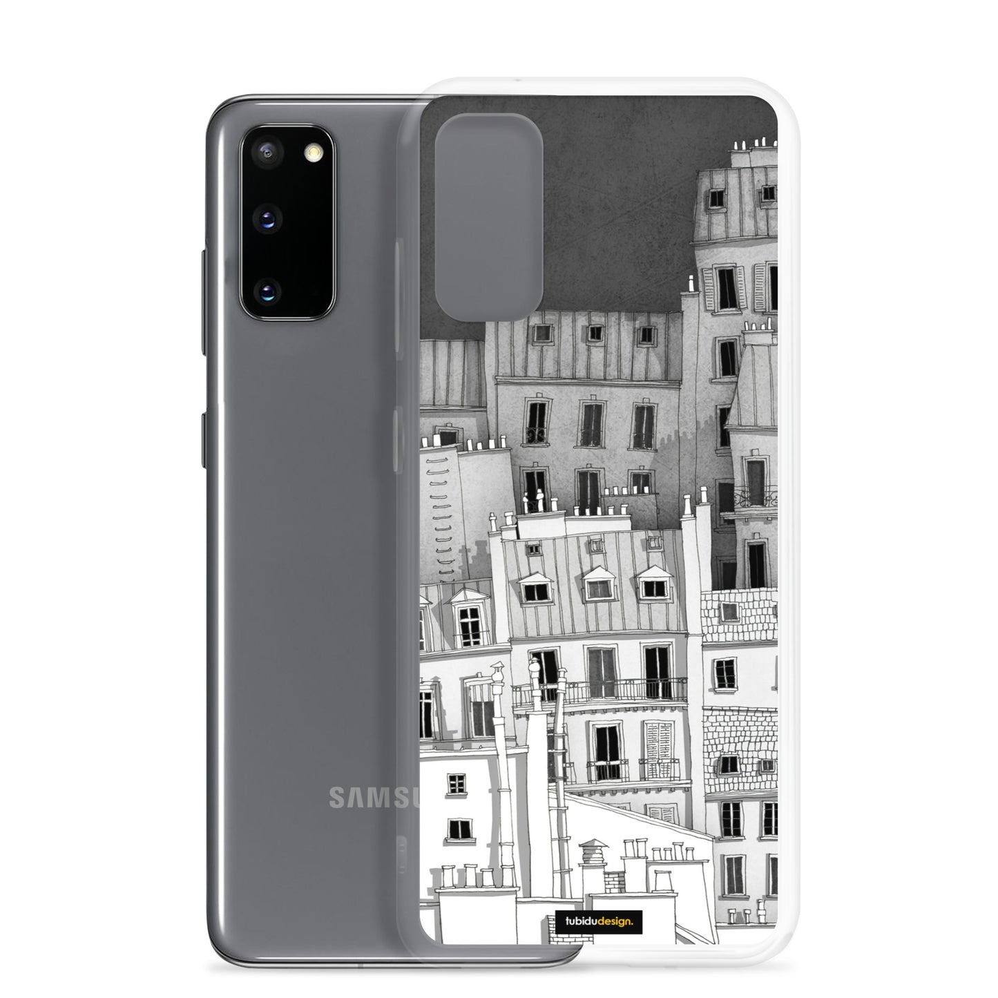 Paris Montmartre (black and white) - Illustrated Samsung Phone Case