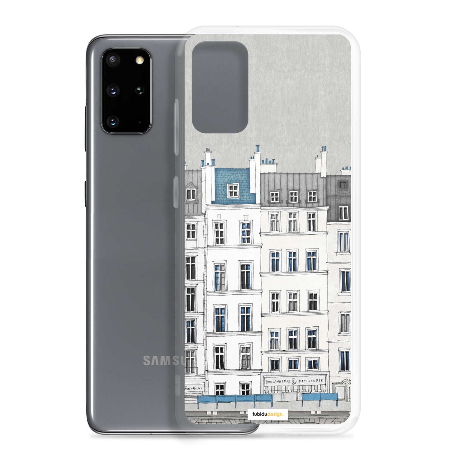Walk along the Seine (blue) - Illustrated Samsung Phone Case