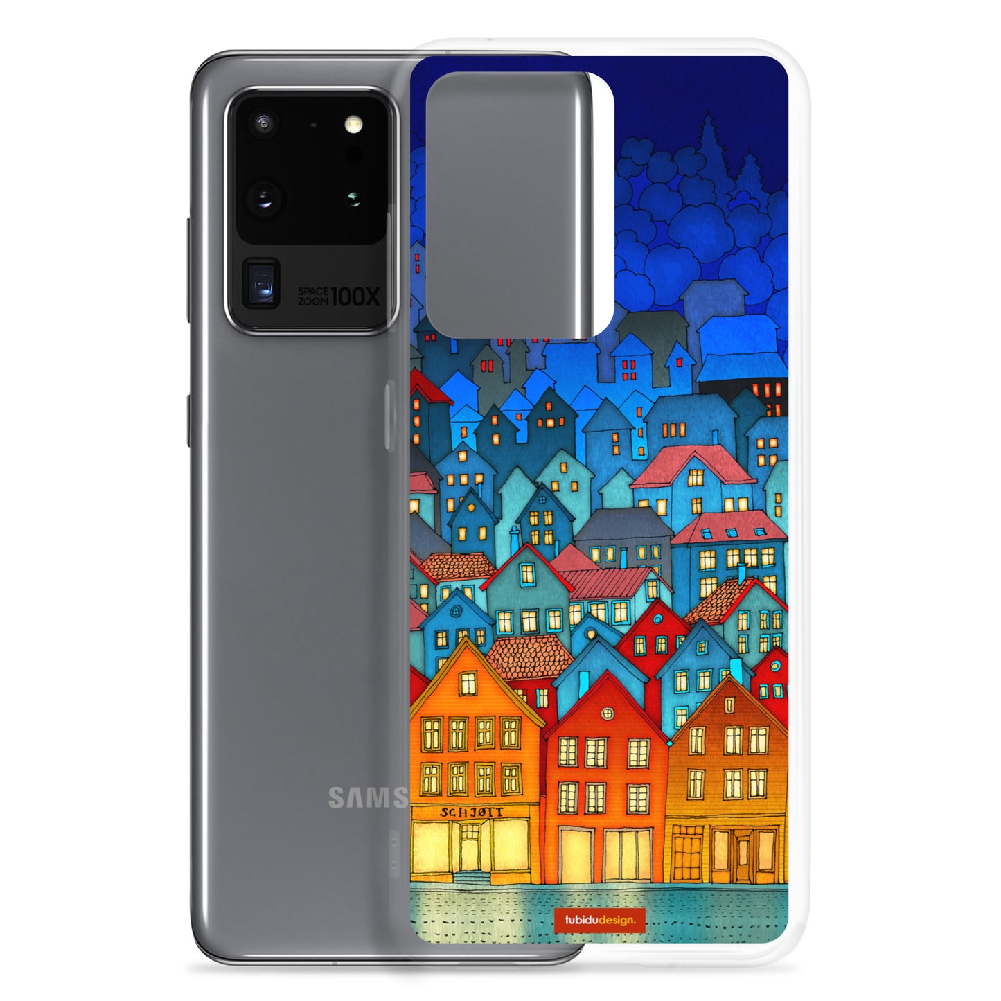 Norway, Bergen (blue) - Illustrated Samsung Phone Case