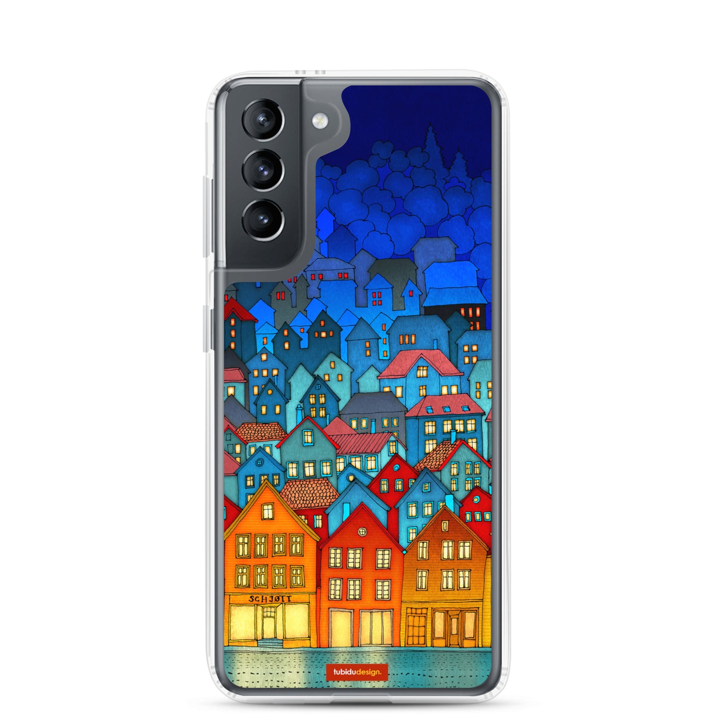 Norway, Bergen (blue) - Illustrated Samsung Phone Case